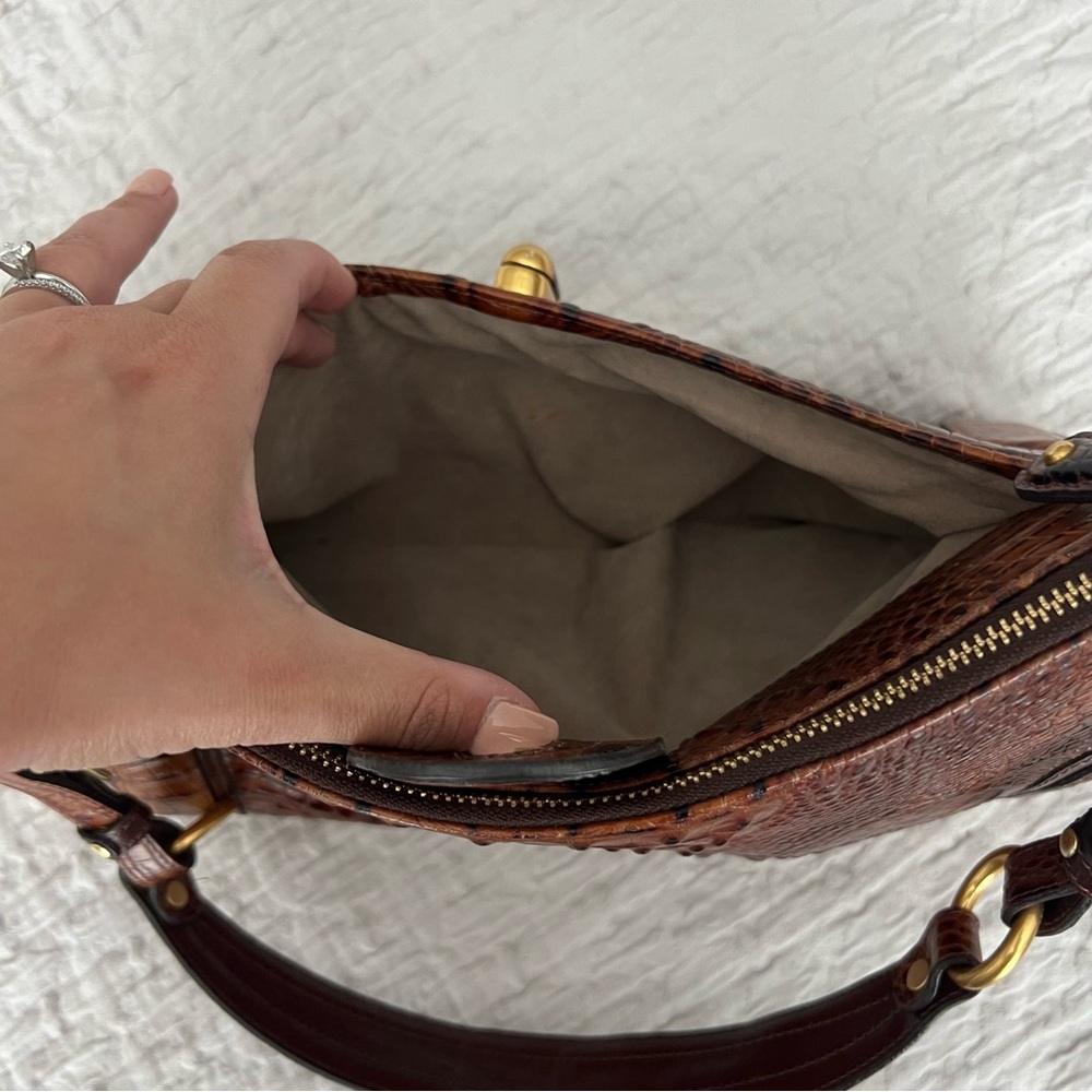 Brahmin Brown Croc Embossed Medium Shoulder Bag One Size - Picture 10 of 15